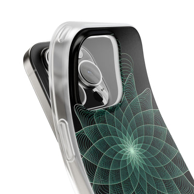 Green Lite Phone Case for iPhone - Cyan Signal Bloom