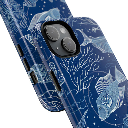 Navy Scale Reef iPhone 15 Plus Case - Tough+