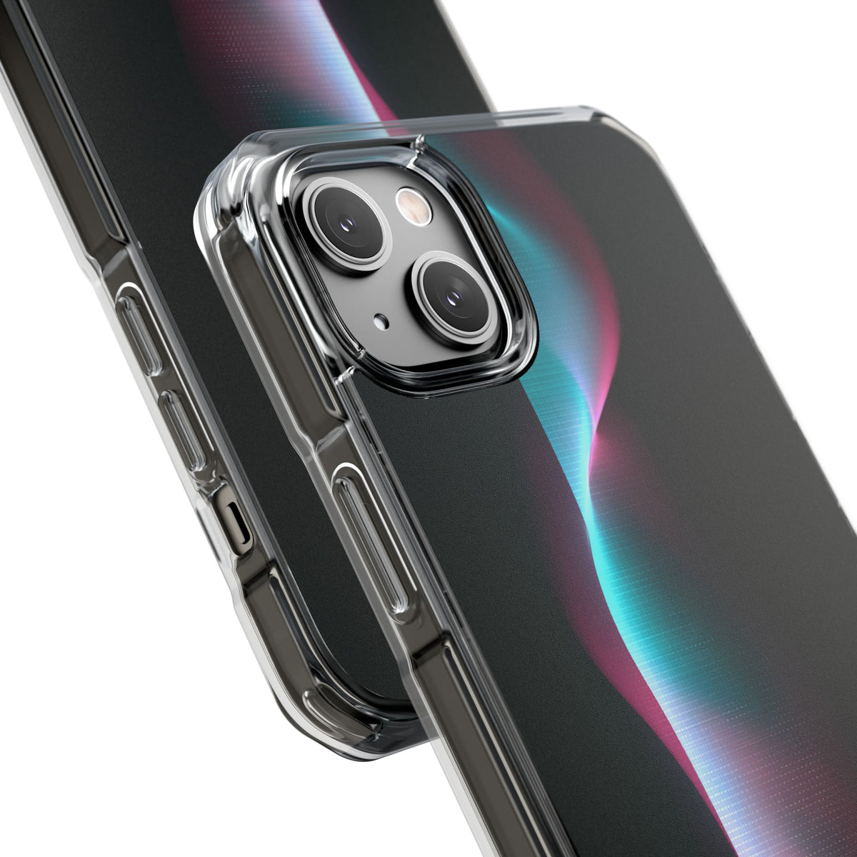Neon Pixel Flow · Clear Impact Magnetic Phone Case for iPhone · Black