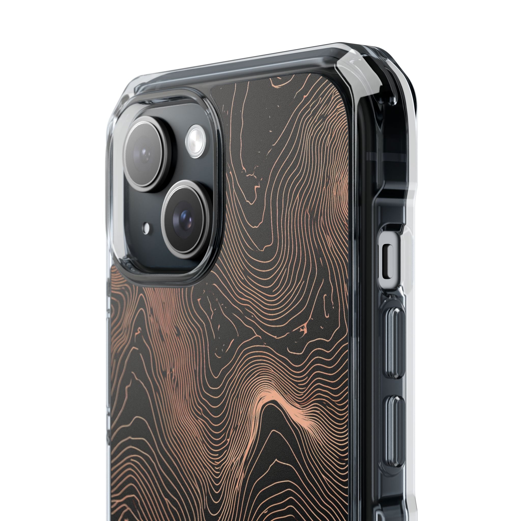 Orange Impact MagSafe Phone Case for iPhone - Salmon Ridge Topo