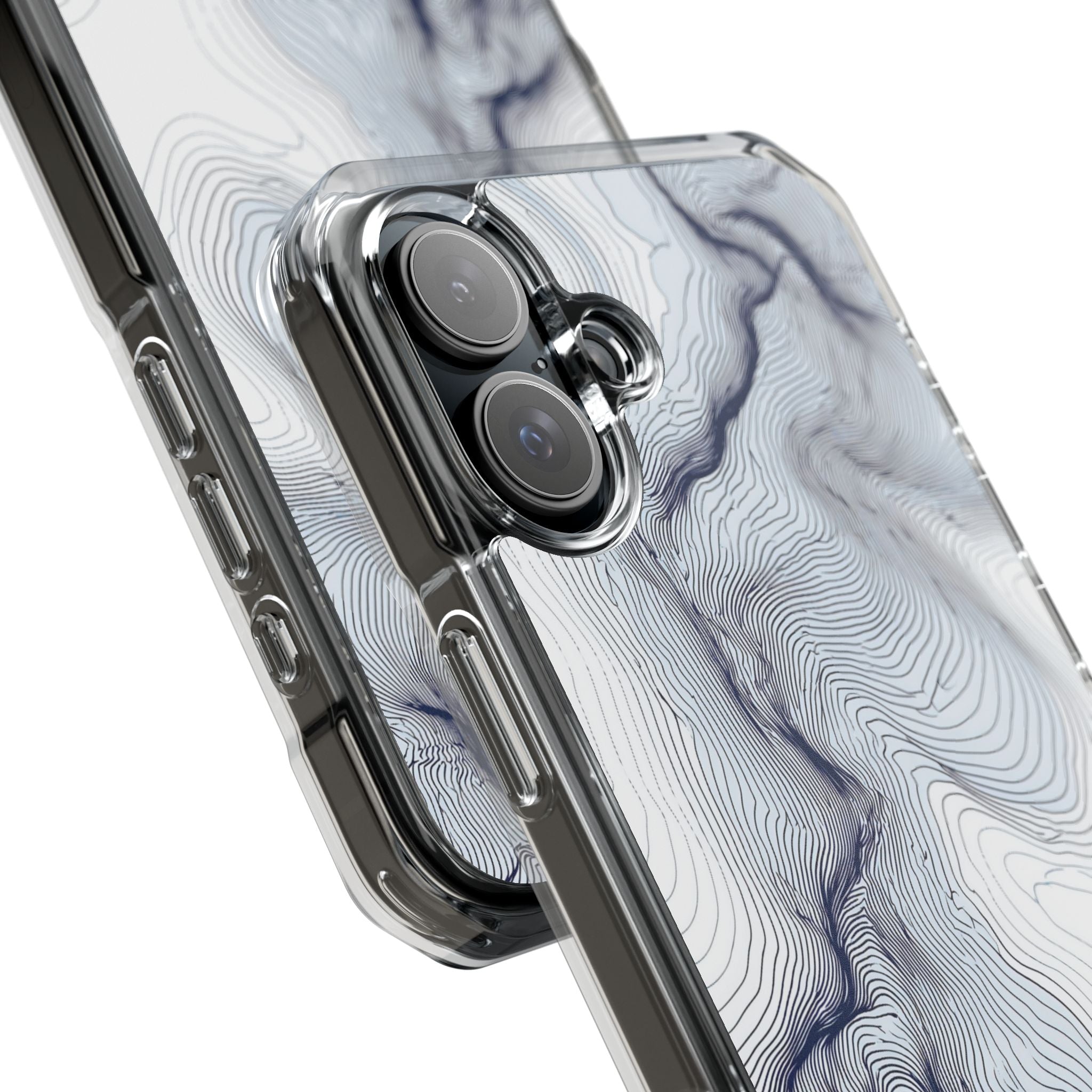 White Impact MagSafe Phone Case for iPhone - Nordic Ridge Topo