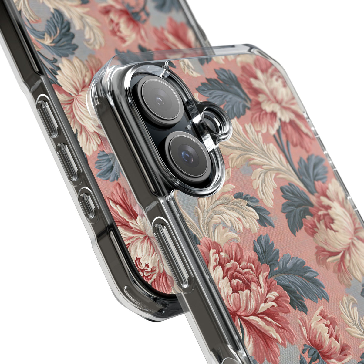Blush Peony Jacquard · Clear Impact Magnetic Phone Case for iPhone ·  Pink