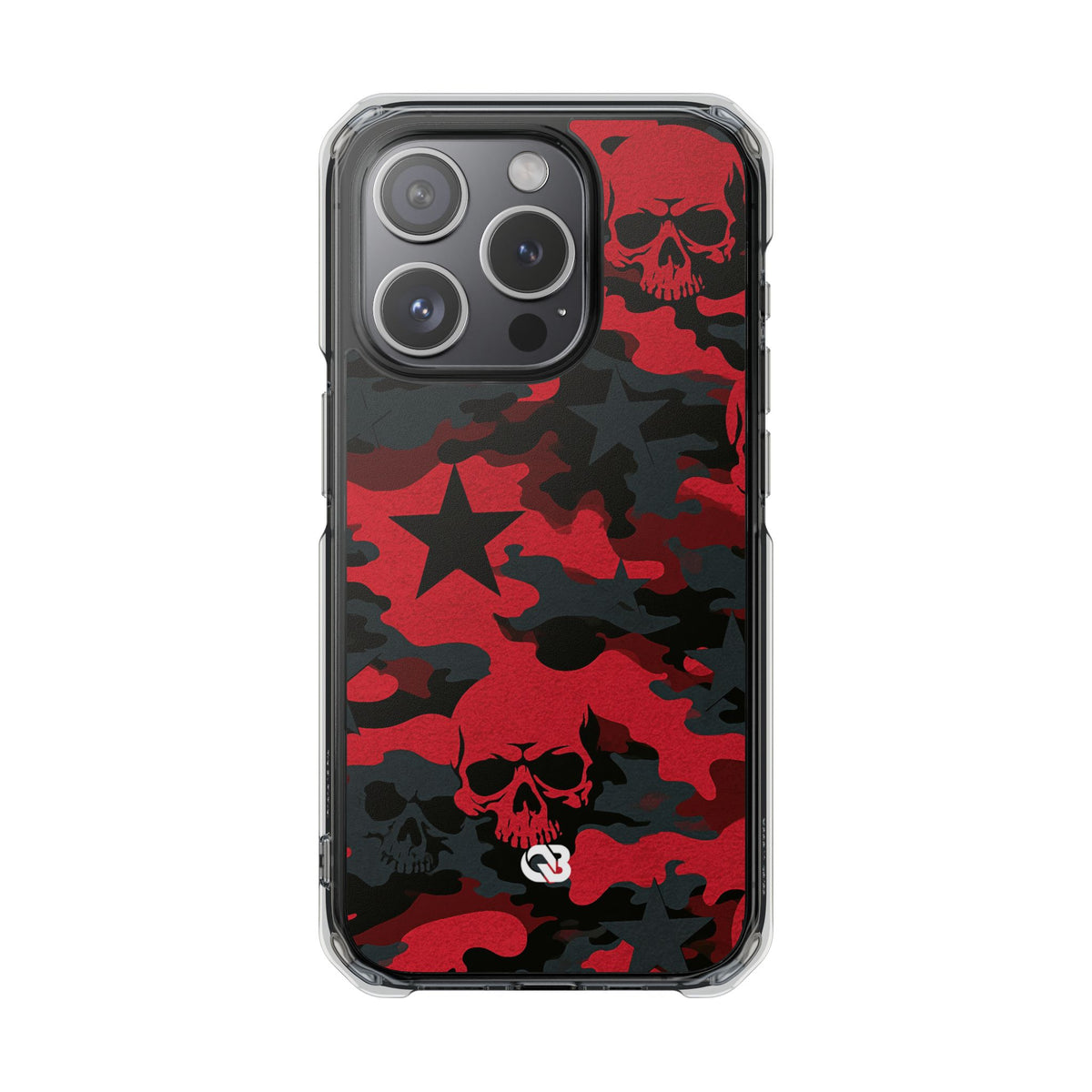 Crimson Skull Camo · Clear Impact Magnetic Phone Case for iPhone · Red