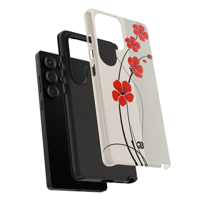 Red Tough Phone Case for Samsung - Crimson Plum Ink
