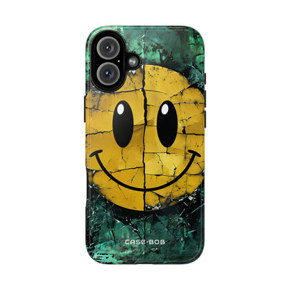 Cracked Smiley iPhone 16 Plus Case - Tough