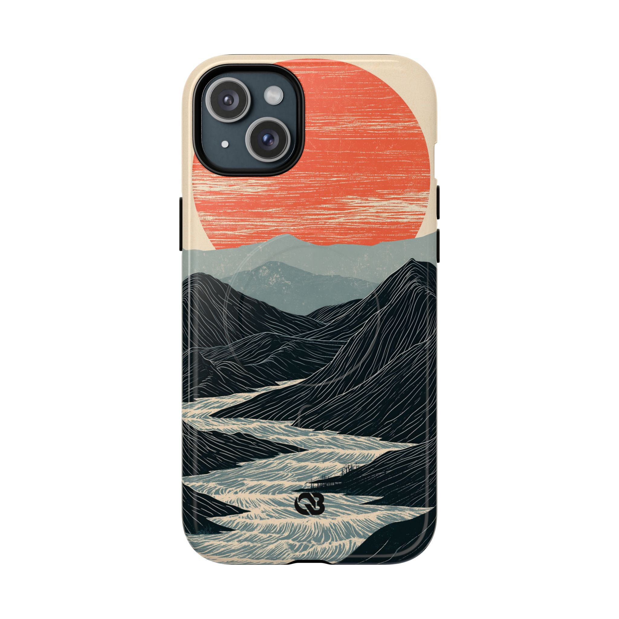 Beige Tough 2.0 Magsafe Phone Case for iPhone - Crimson Ridge Flow