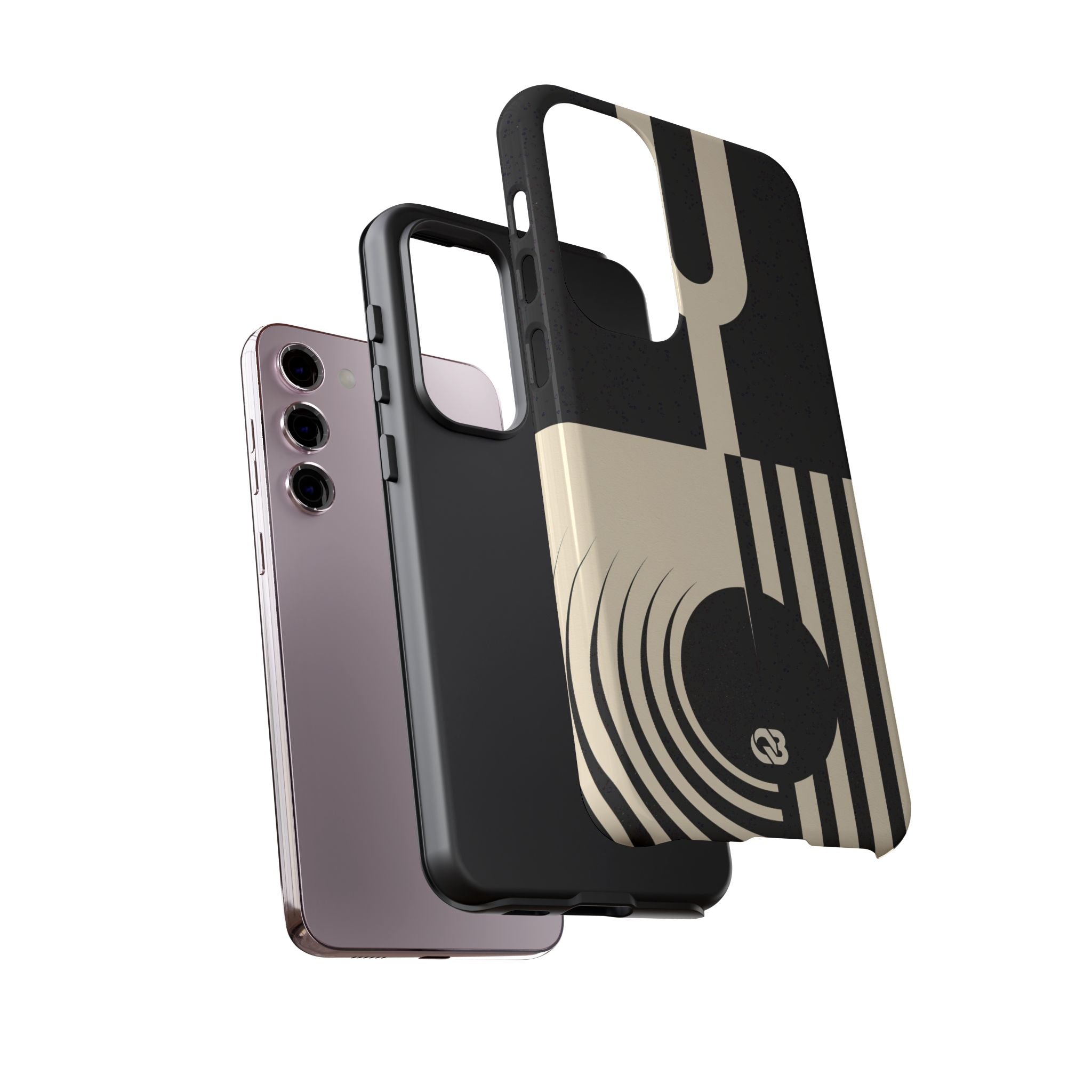 Black Tough Phone Case for Samsung - Ivory Signal Grid