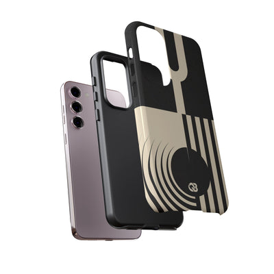 Black Tough Phone Case for Samsung - Ivory Signal Grid