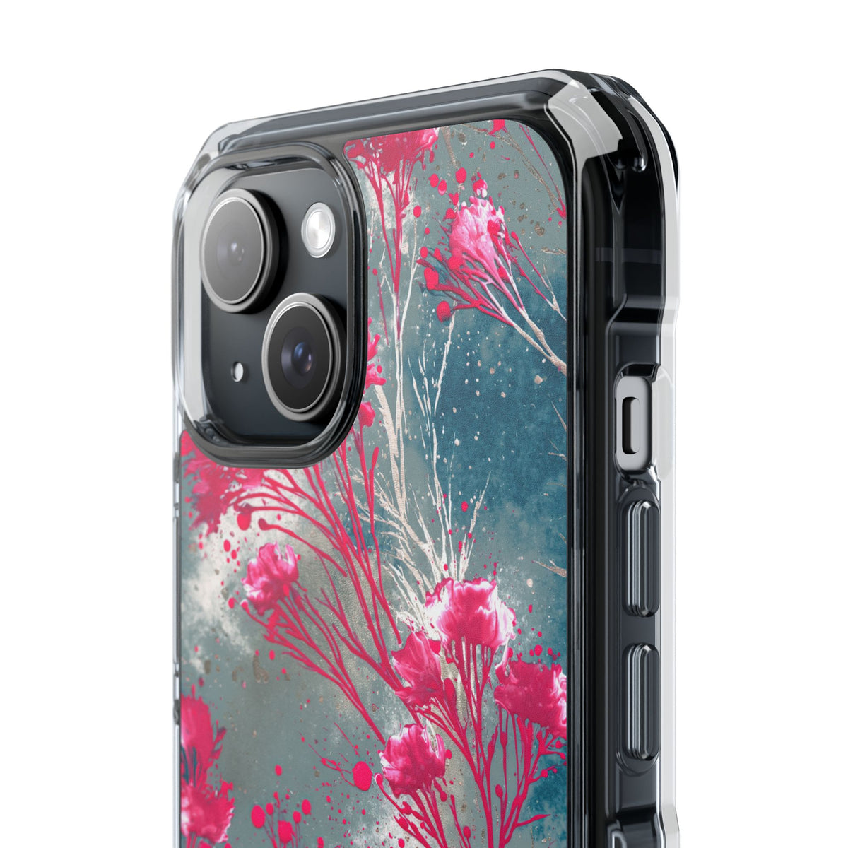 Cyber Blossom · Clear Impact Magnetic Phone Case for iPhone · Teal