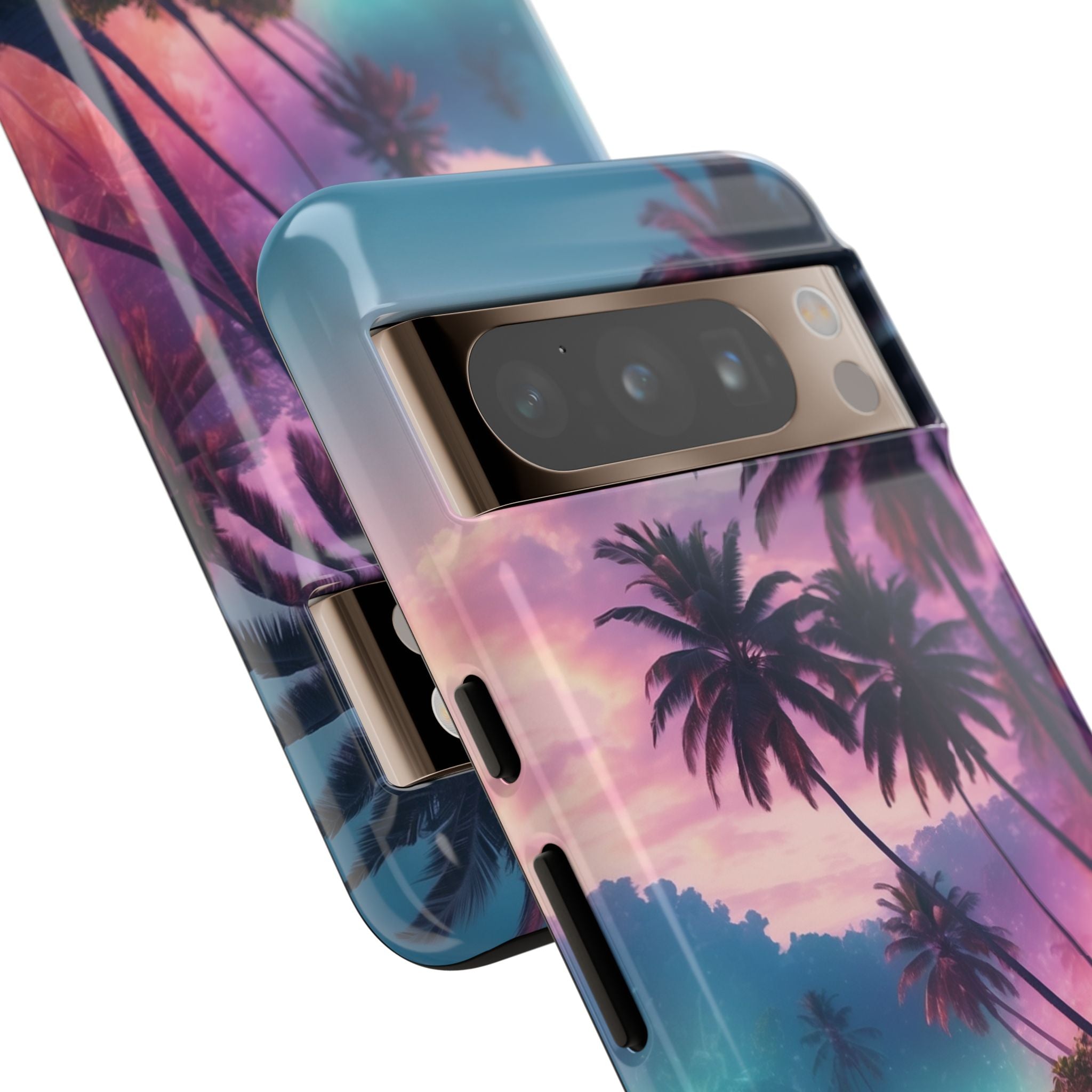 Neon Shore Palms · Tough Handyhülle für Google Pixel