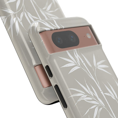 Beige Tough Phone Case for Google Pixel - Sandstone Bamboo Stalks