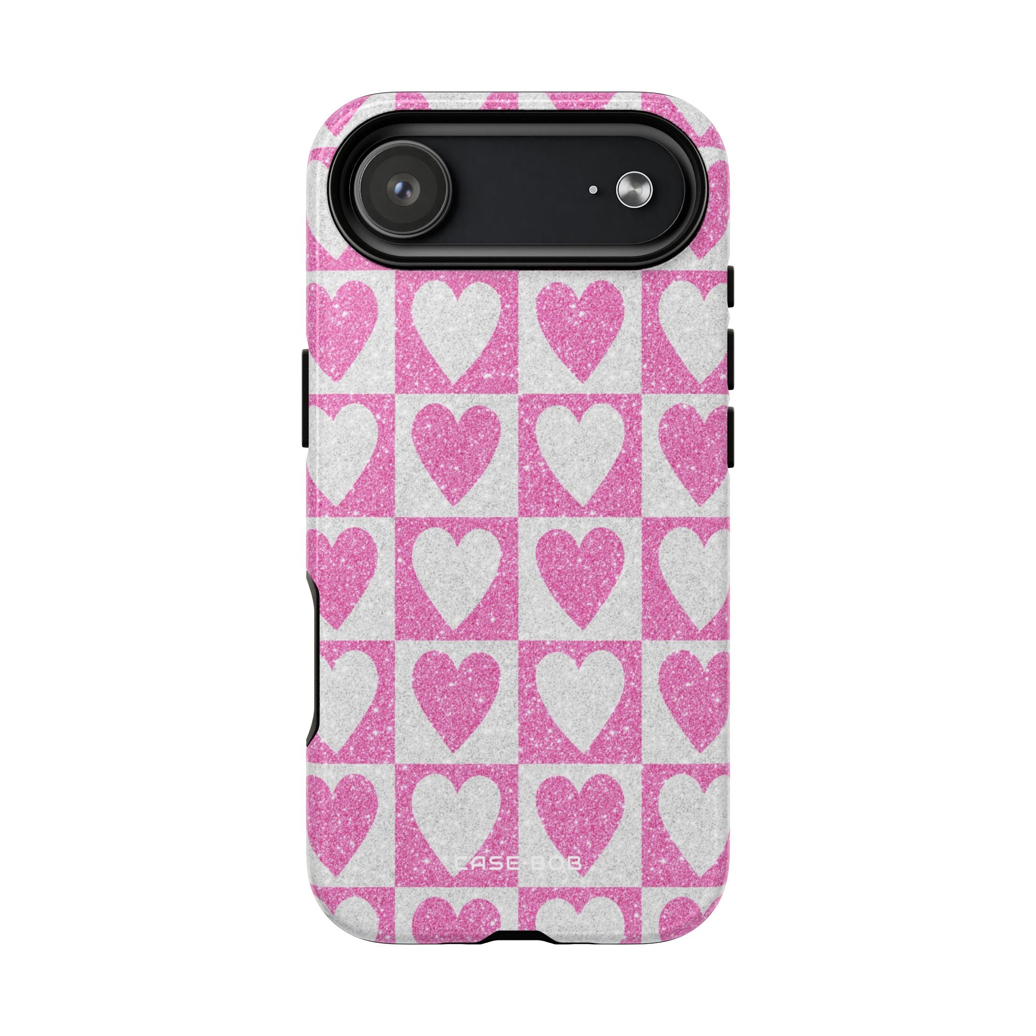 Glitter Heart Grid iPhone 17 Air Case - Tough+ - CASE•BOB