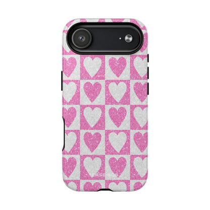 Glitter Heart Grid iPhone 17 Air Case - Tough+ - CASE•BOB