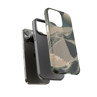 Green Tough Phone Case for iPhone - Lunar Moss Topography