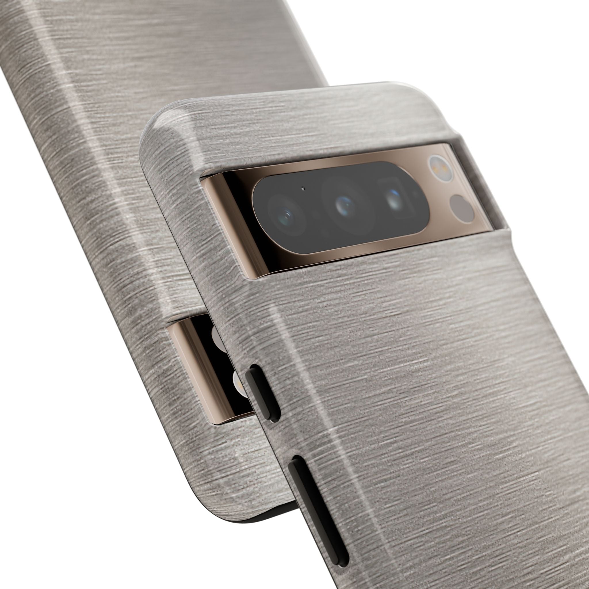 Grey Tough Phone Case for Google Pixel - Brushed Nickel Linen