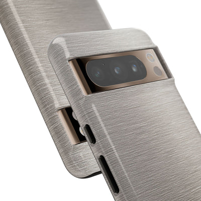 Grey Tough Phone Case for Google Pixel - Brushed Nickel Linen