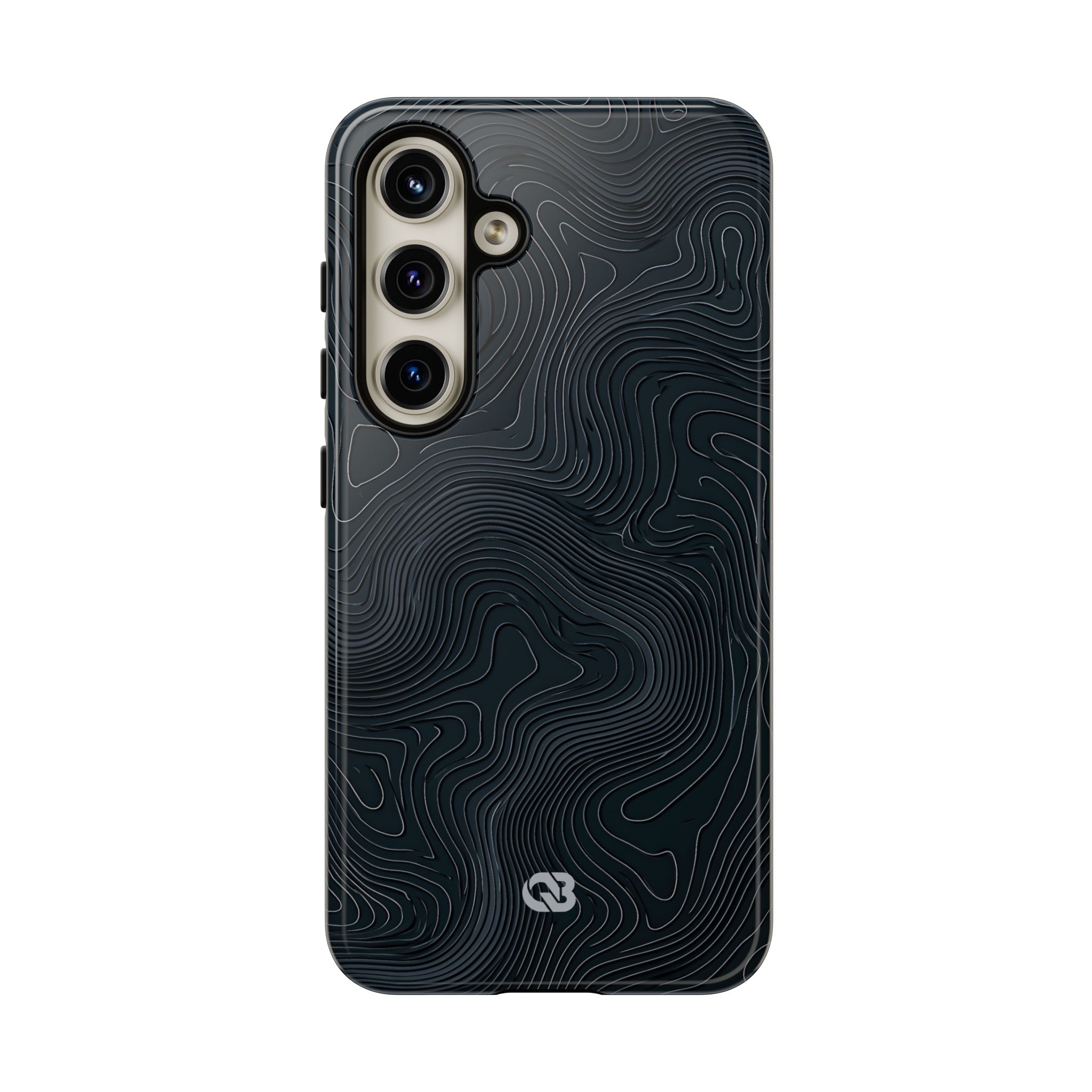 Black Tough Phone Case for Samsung - Obsidian Ridge Topo
