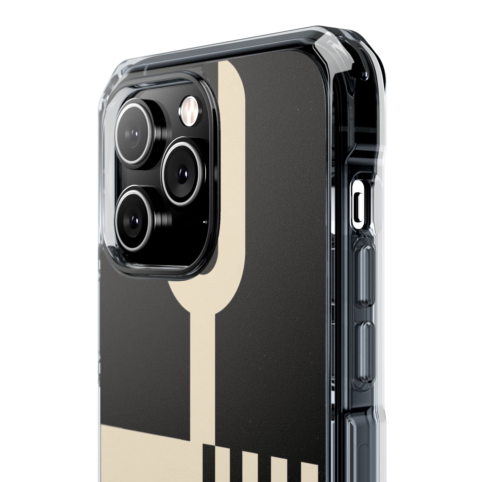 Black Impact MagSafe Phone Case for iPhone - Ivory Signal Grid