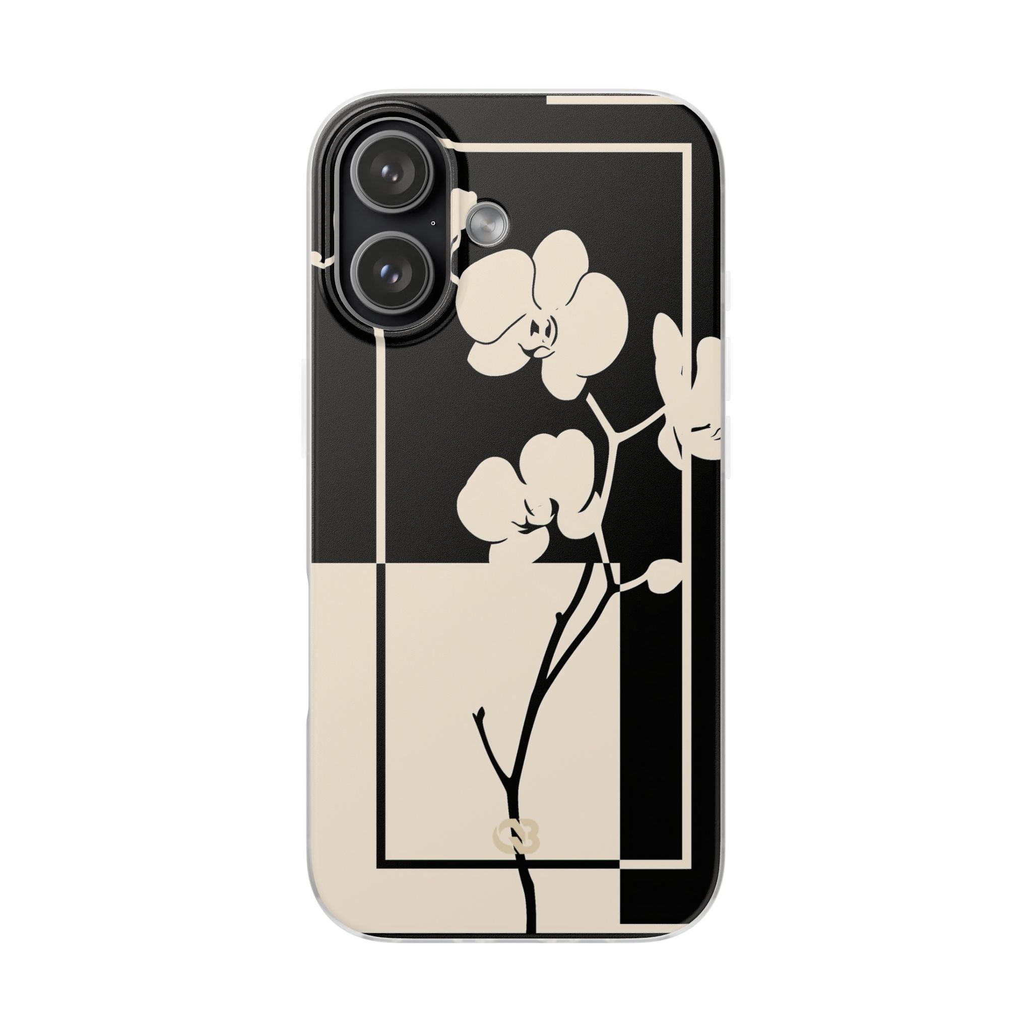 Beige Lite Phone Case for iPhone - Nocturnal Orchid Frame