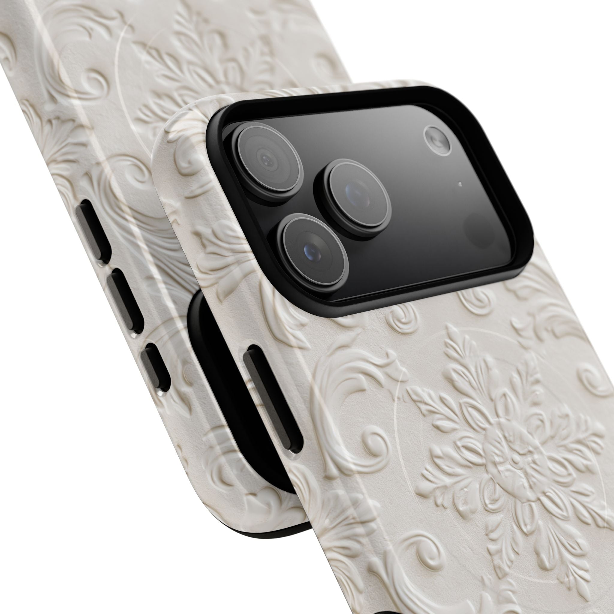 White Tough 2.0 Magsafe Phone Case for iPhone - Alabaster Floral Relief