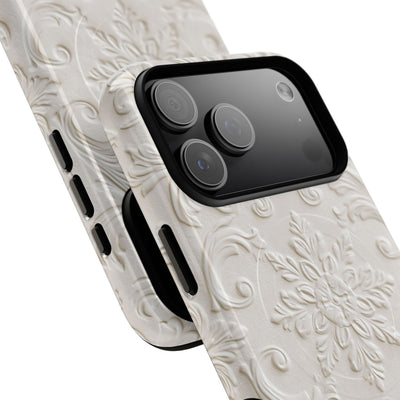 White Tough 2.0 Magsafe Phone Case for iPhone - Alabaster Floral Relief