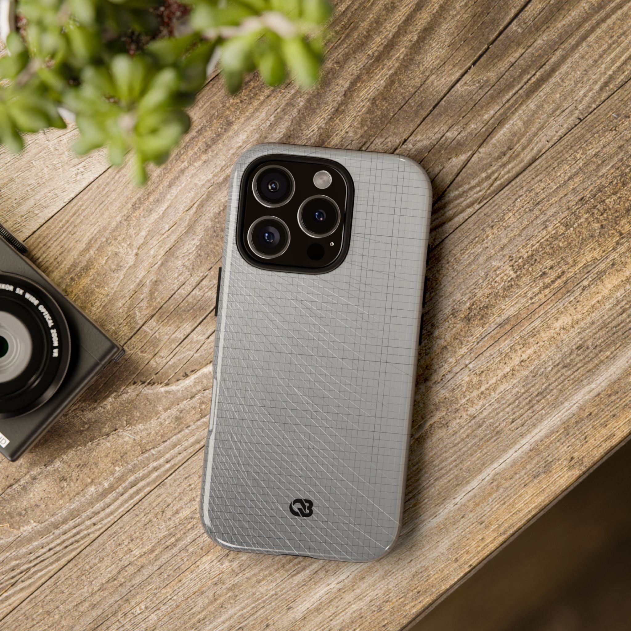Grey Tough Phone Case for iPhone - Chrome Mesh Warp