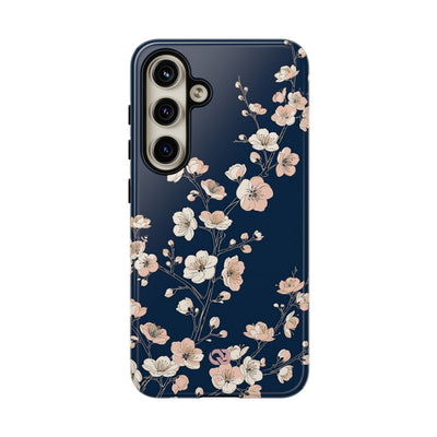 Blue Tough Phone Case for Samsung - Midnight Peach Sakura