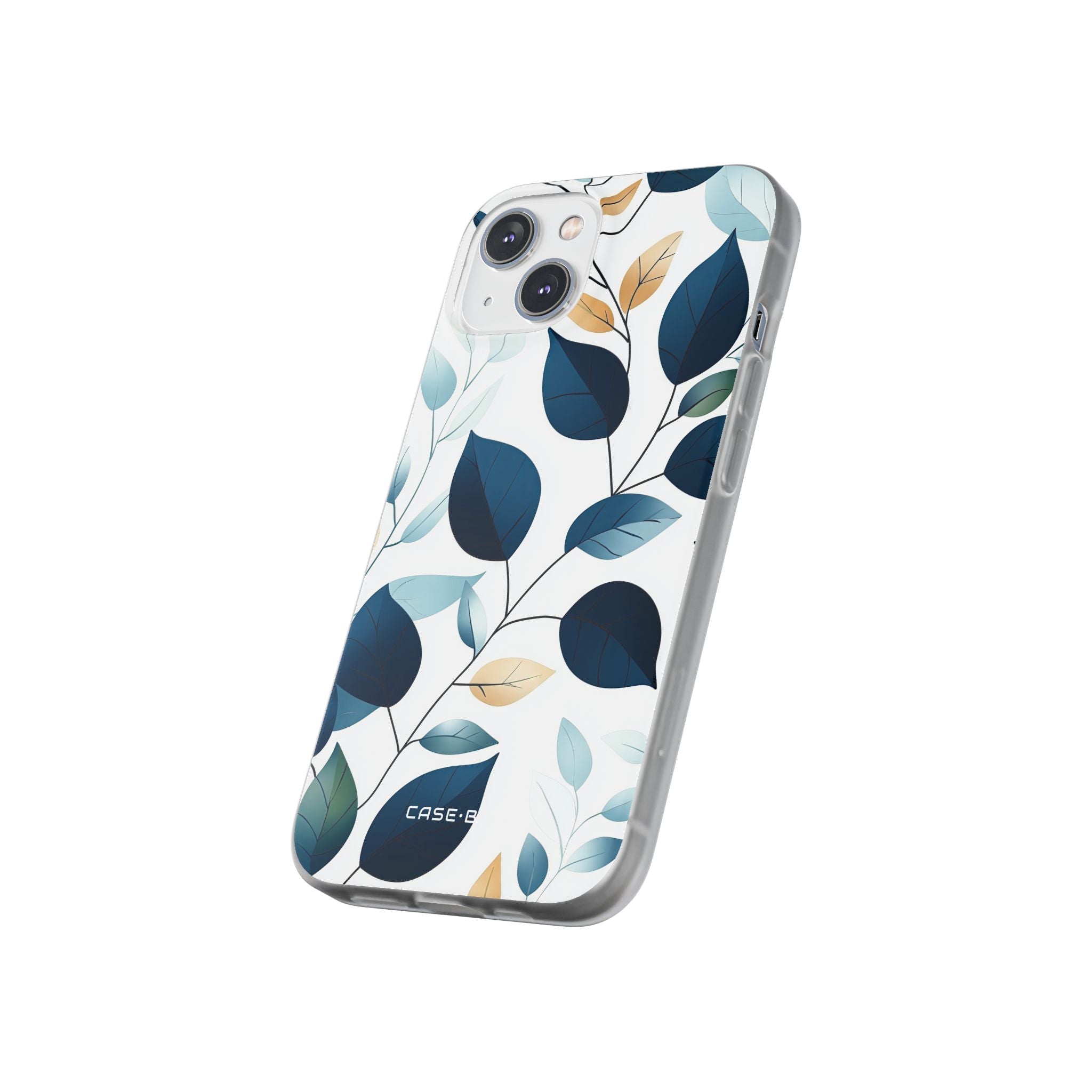 Navy Leaf Veins iPhone 14 Case - Soft