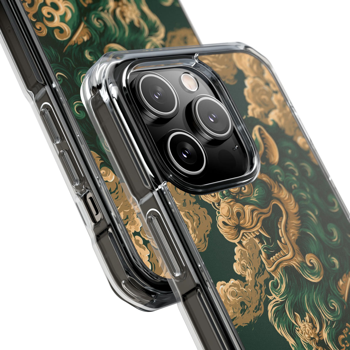 Imperial Guardian Lion · Clear Impact Magnetic Phone Case for iPhone · Green
