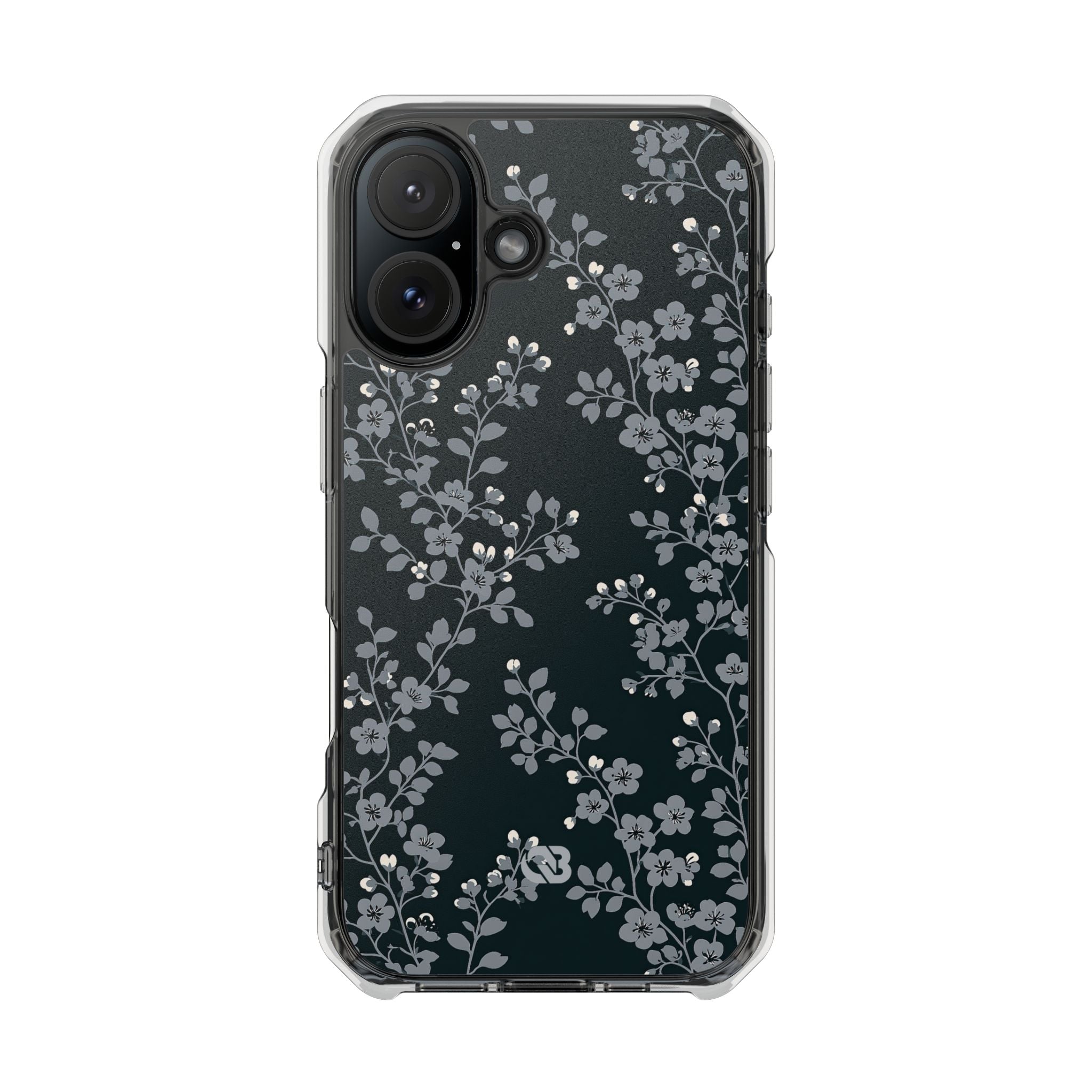 Black Impact MagSafe Phone Case for iPhone - Midnight Slate Blossom