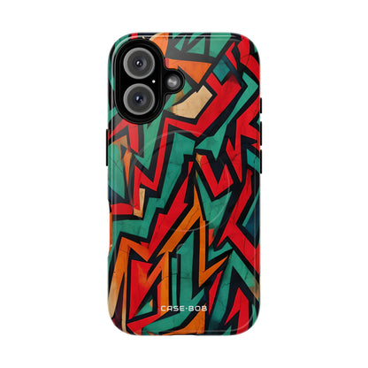 Crimson Zigzag iPhone 16 Case - Tough+
