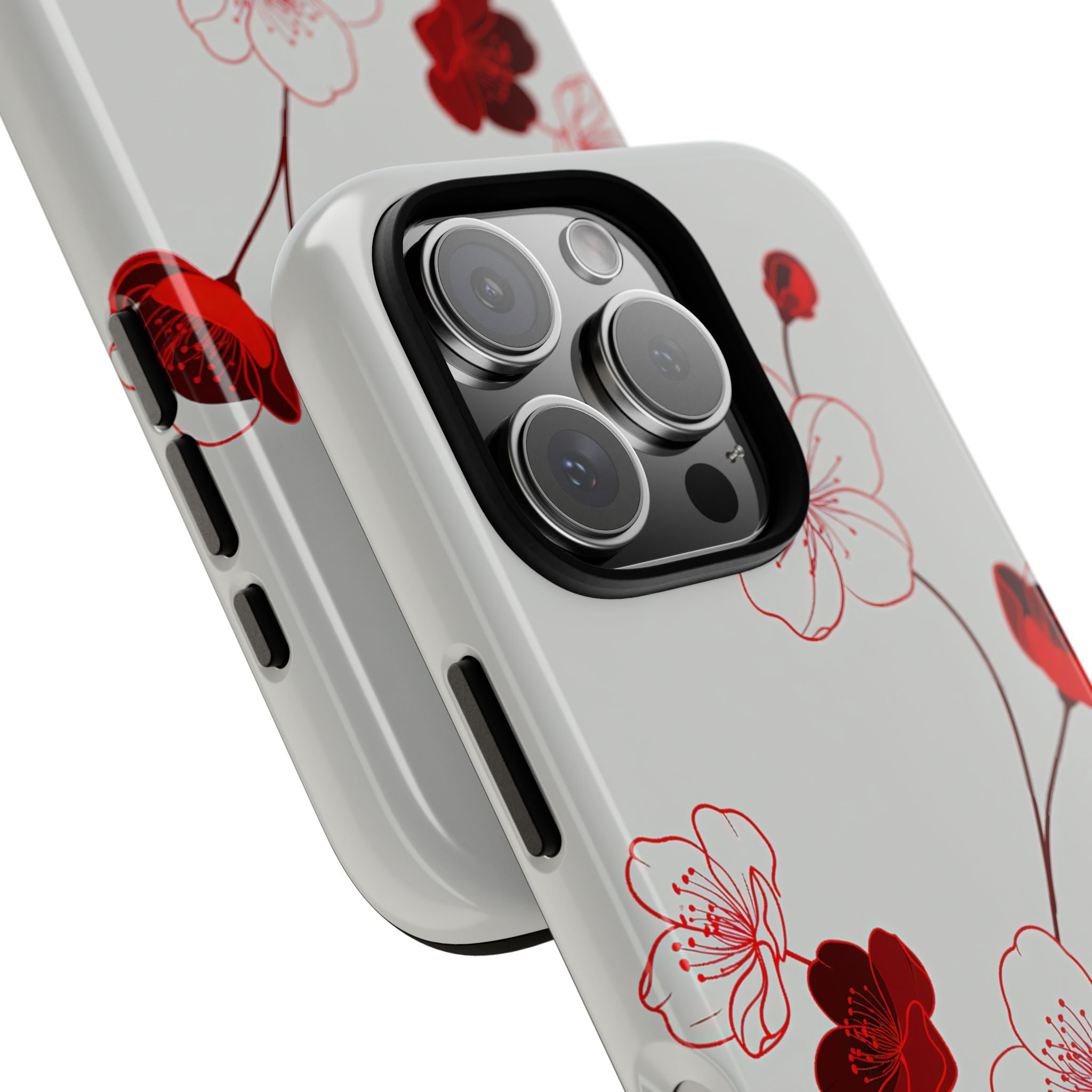 Red Tough Phone Case for iPhone - Kyoto Ember Bloom