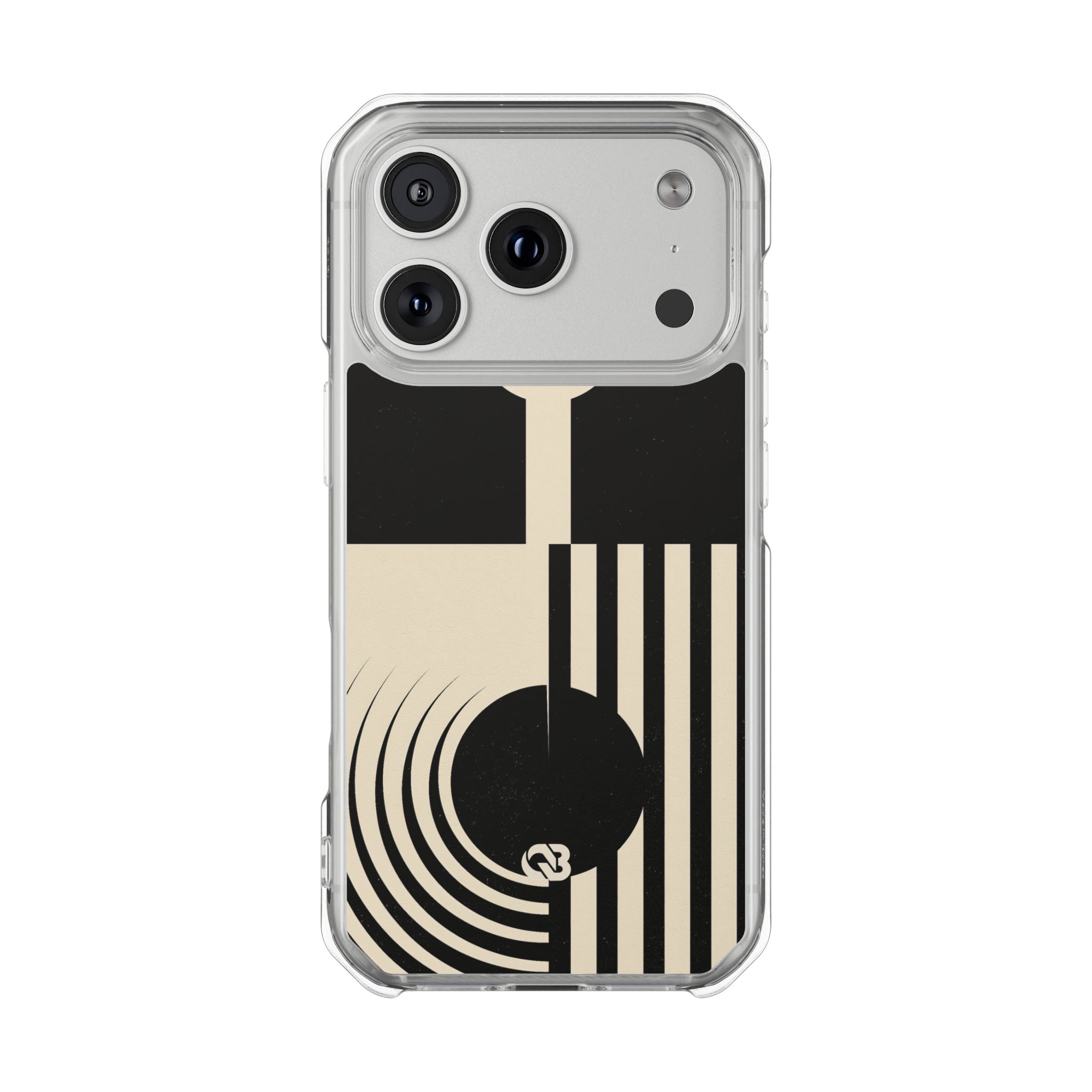Black Impact MagSafe Phone Case for iPhone - Ivory Signal Grid
