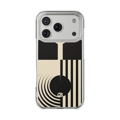 Black Impact MagSafe Phone Case for iPhone - Ivory Signal Grid