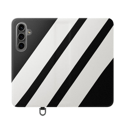Diagonal Stripes BlackWhite - Samsung S24 Case - Wallet
