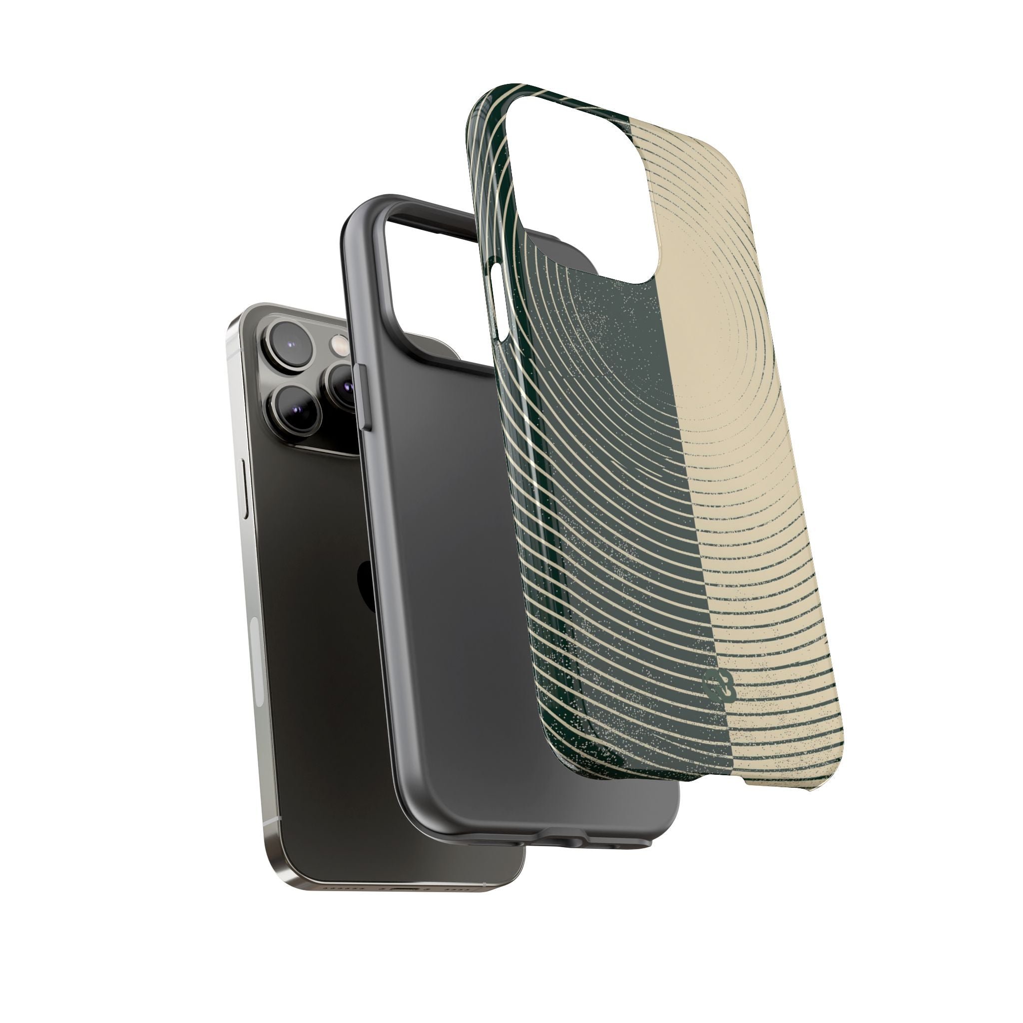 Green Tough Phone Case for iPhone - Evergreen Split Grain