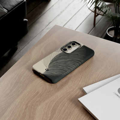 Beige Tough Phone Case for Samsung - Obsidian Cream Plume