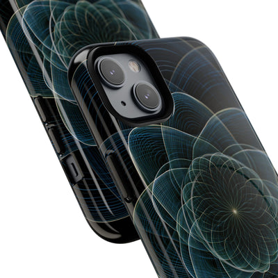 Blue Tough 2.0 Magsafe Phone Case for iPhone - Celestial Wireframe Bloom