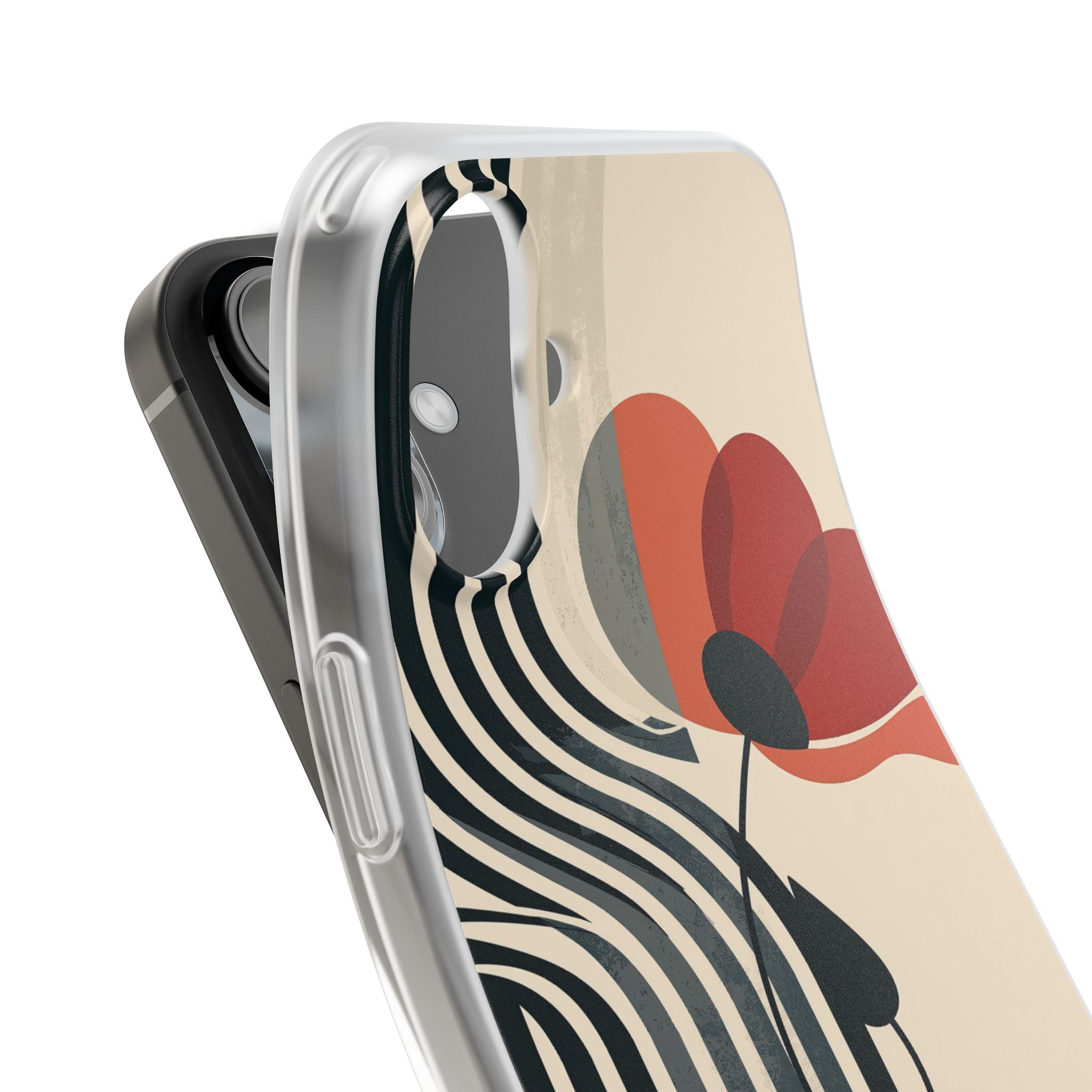 Beige Lite Phone Case for iPhone - Crimson Line Bloom