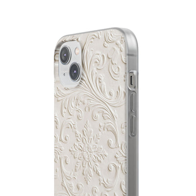 White Lite Phone Case for iPhone - Alabaster Floral Relief