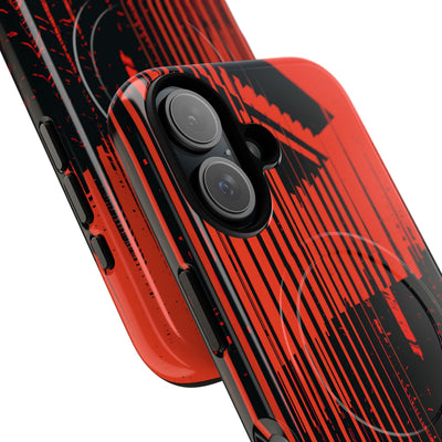 Red Tough 2.0 Magsafe Phone Case for iPhone - Crimson Brutalist Distortion