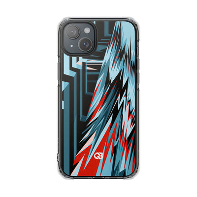 Blue Impact MagSafe Phone Case for iPhone - Glitch Peak Cyan