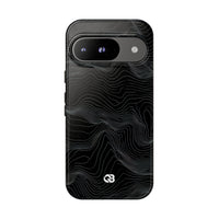 Black Tough Phone Case for Google Pixel - Obsidian Topo Wireframe