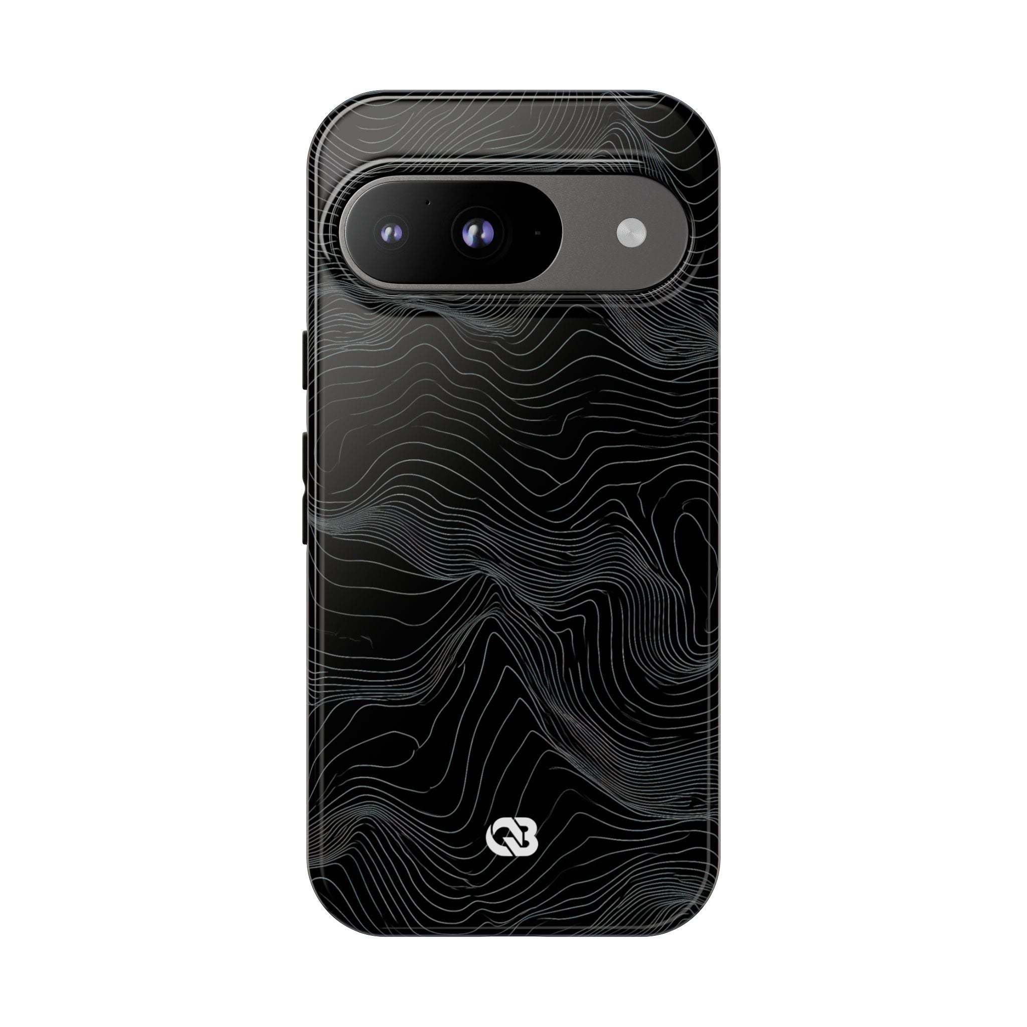 Black Tough Phone Case for Google Pixel - Obsidian Topo Wireframe