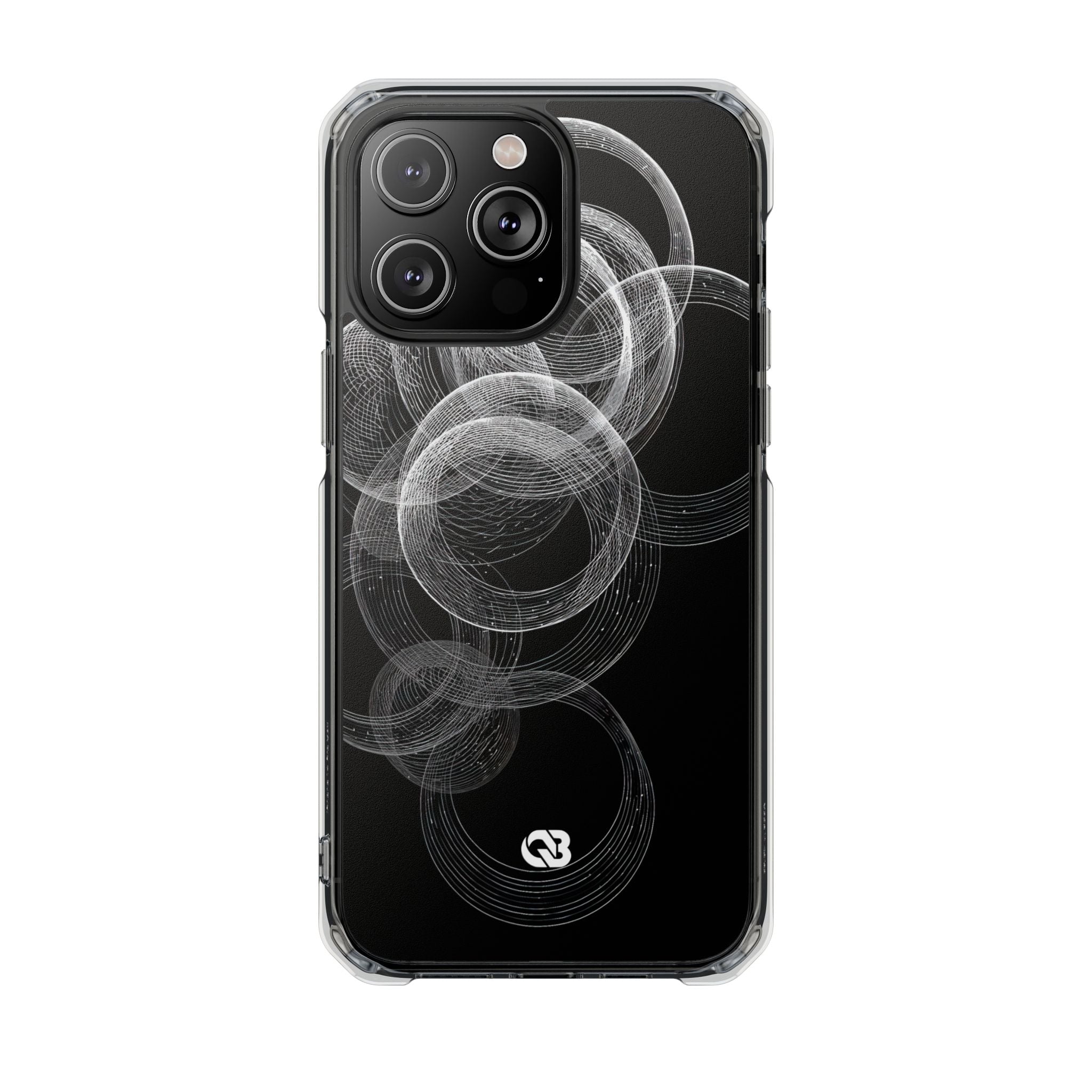 Black Impact MagSafe Phone Case for iPhone - Kinetic Wireframe Orbit