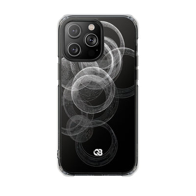 Black Impact MagSafe Phone Case for iPhone - Kinetic Wireframe Orbit