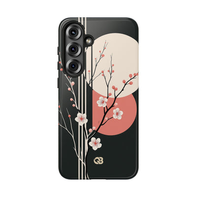 Black Tough Phone Case for Samsung - Kyoto Midnight Blossom