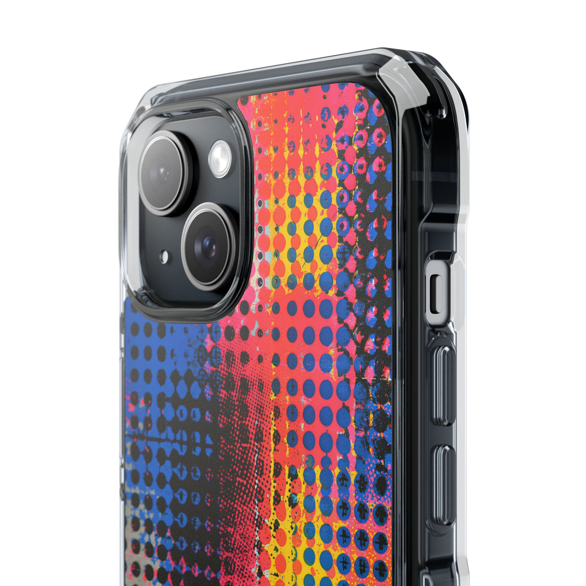 Chromatic Halftone Grid · Clear Impact Magnetic Phone Case for iPhone ·  Blue