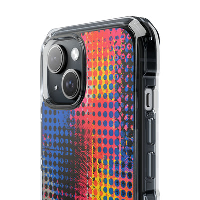 Chromatic Halftone Grid · Clear Impact Magnetic Phone Case for iPhone ·  Blue