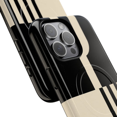 Black Tough 2.0 Magsafe Phone Case for iPhone - Ivory Signal Grid